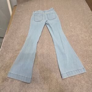 70s Retro Style High Rise Flare Wide WHBM Light Wash Denim Jeans sz 6